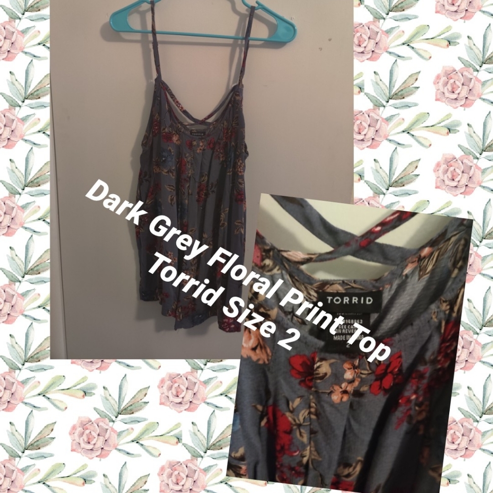 Grey Floral Top